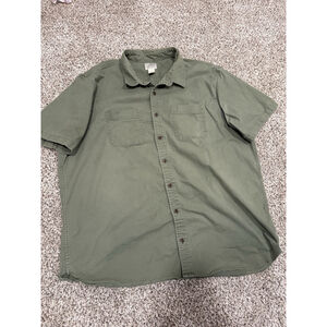 Vintage LL Bean Traditional Fit Button Shirt Mens XXL tall Green short Sleeve